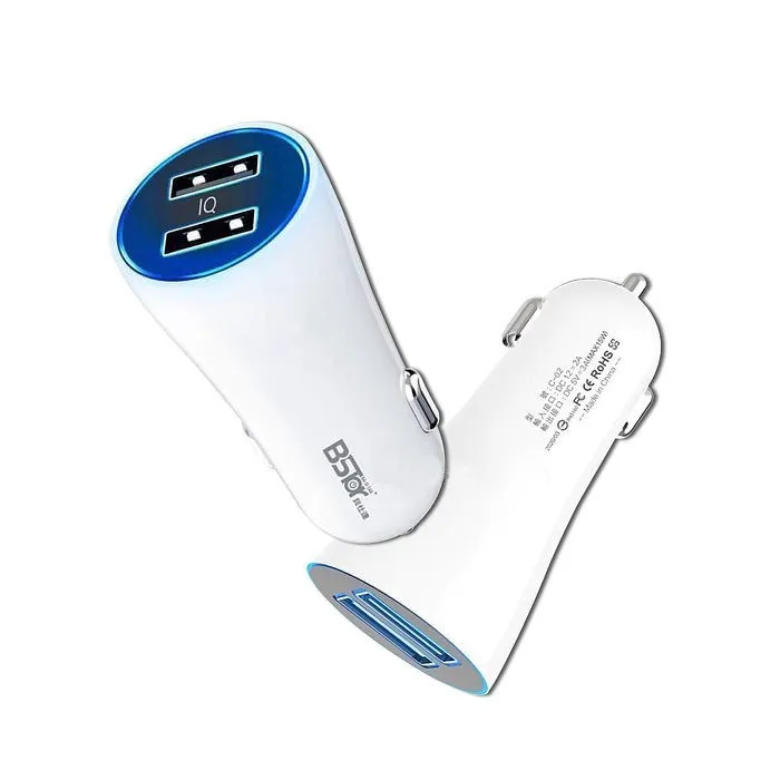 白 雙孔3.0A快速充電車充頭