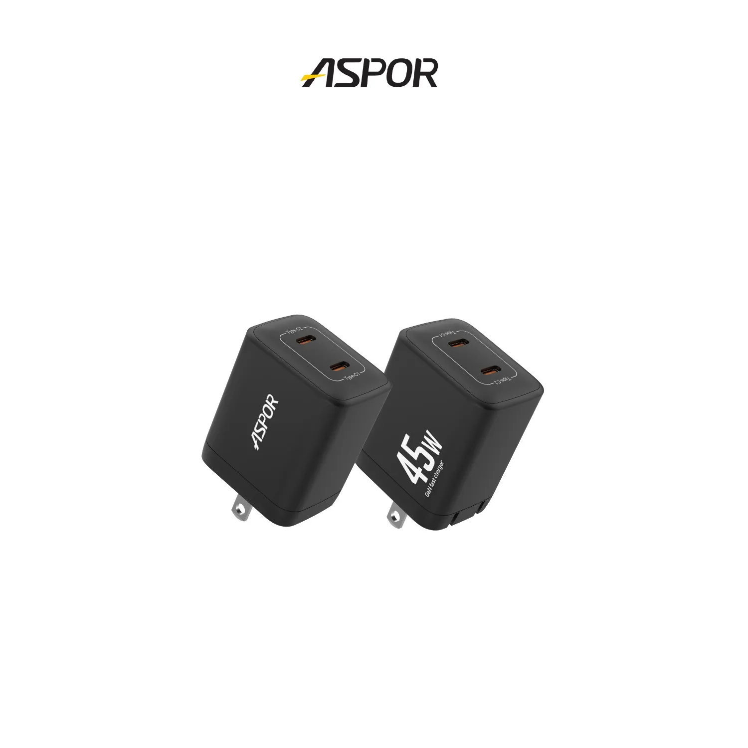 ASPOR 氮化鎵GaN雙PD 45W快充頭DS-333