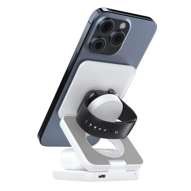 白-MINIQ WC002 三合一折疊磁吸無線充