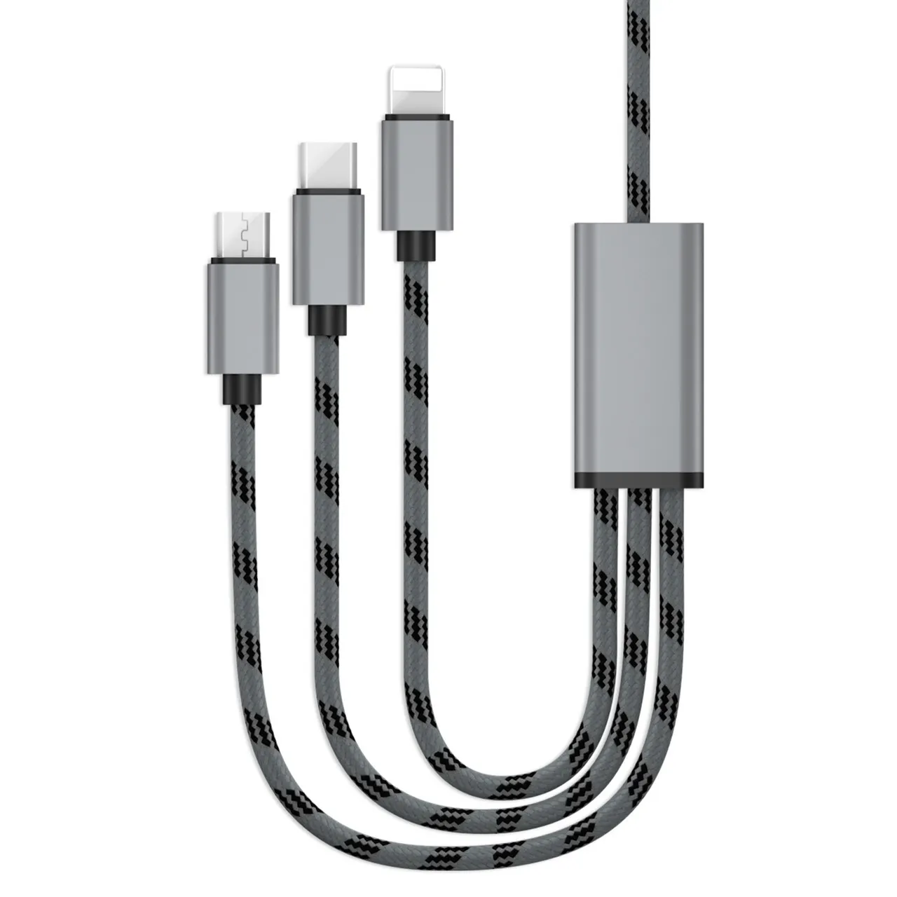 三合一鋁頭傳輸充電線(一拖三)
