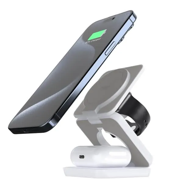 白-MINIQ WC002 三合一折疊磁吸無線充