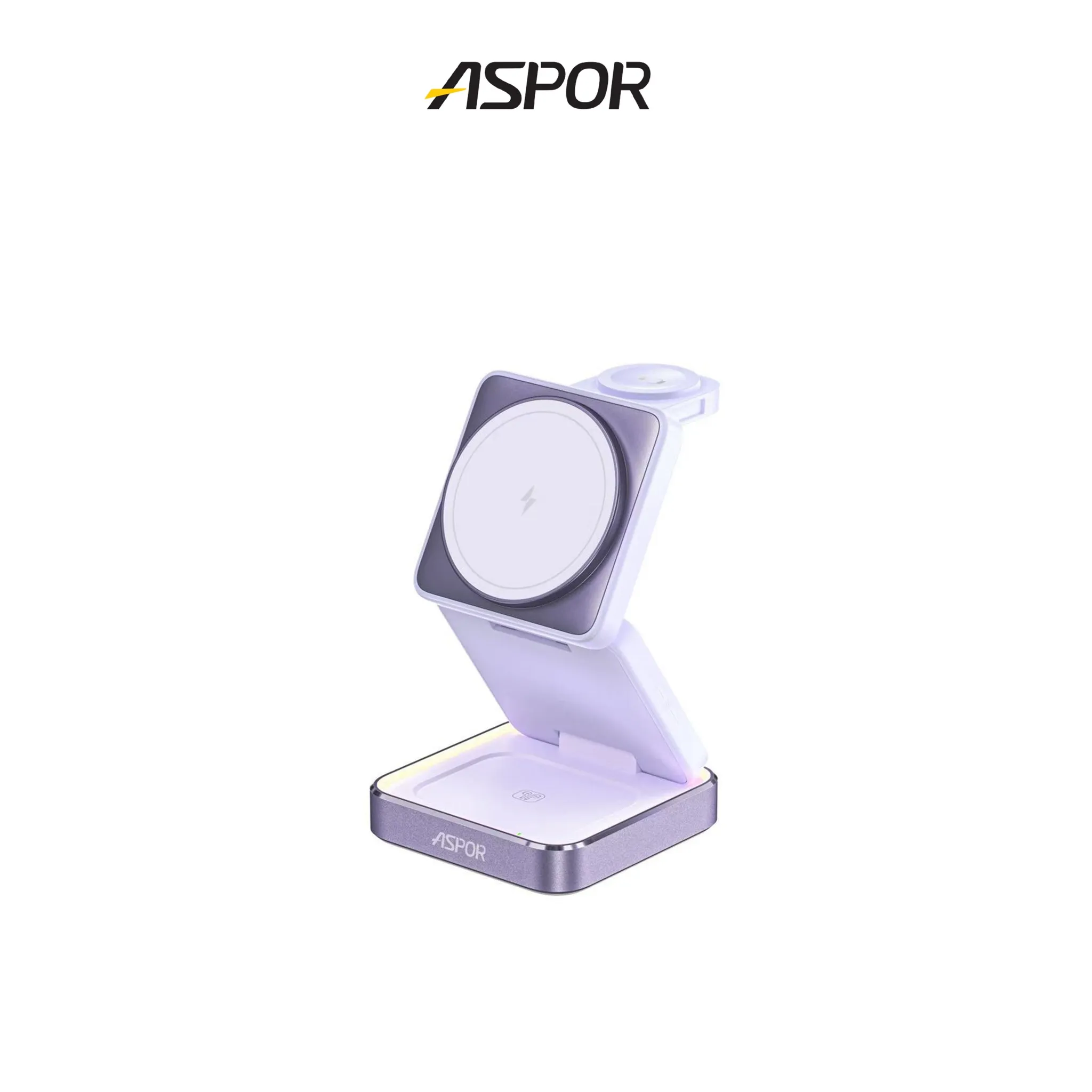 仙境紫 ASPOR小魔方磁吸折疊無線充電座W90-寶