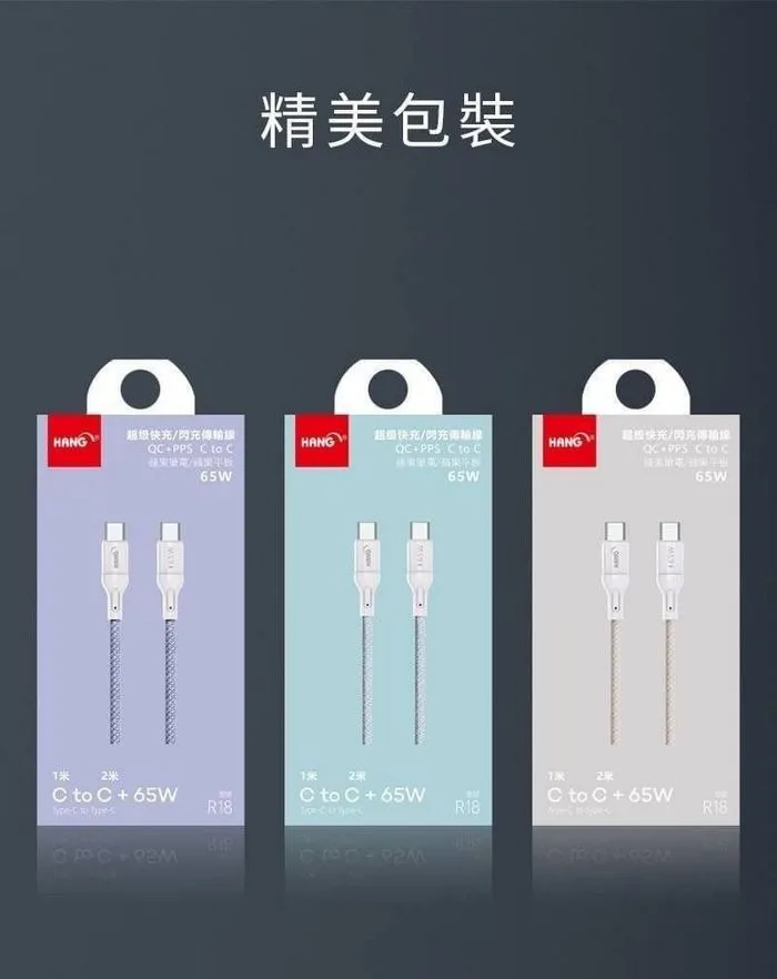 HANG R18 65W快速閃充 彩虹編織線