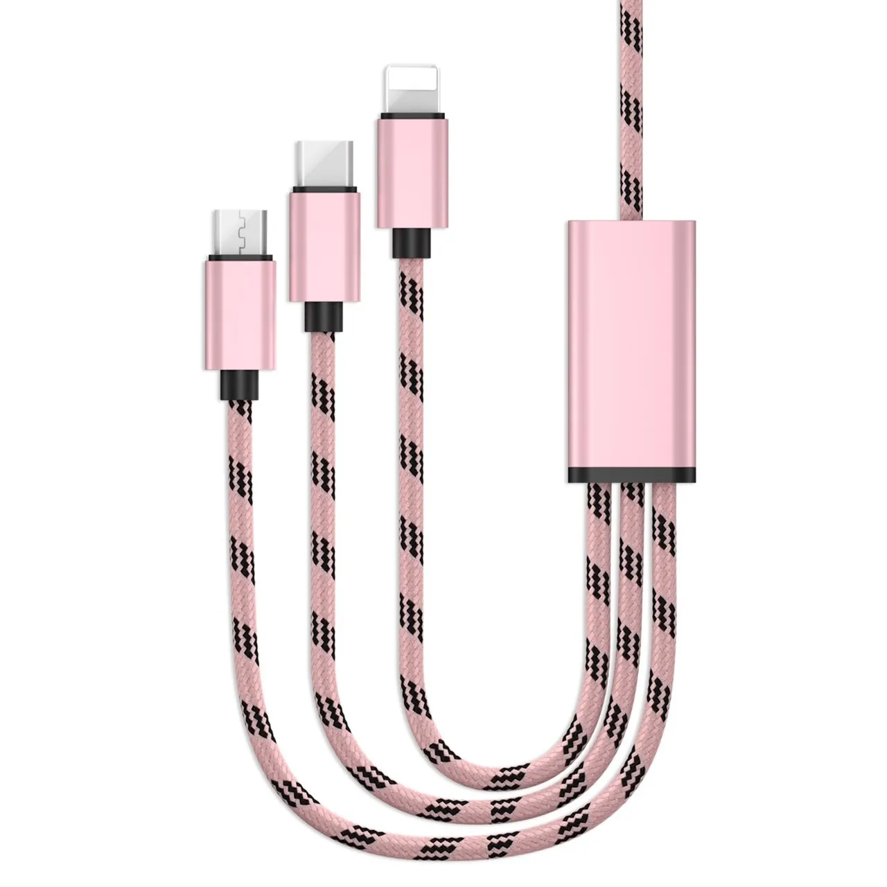 三合一鋁頭傳輸充電線(一拖三)