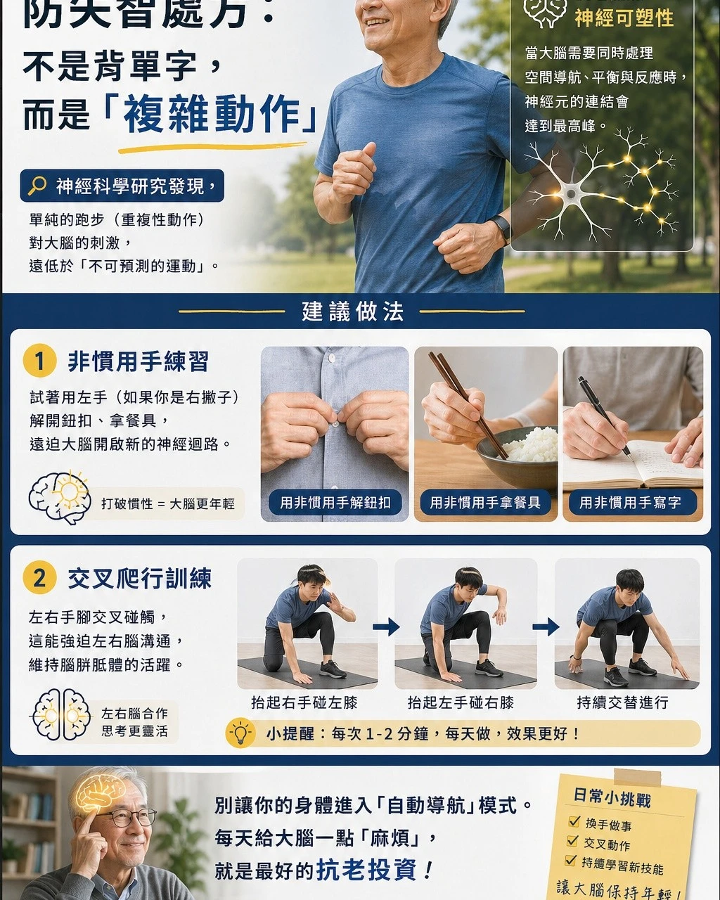 最強的防失智處方：不是背單字，而是「複雜動作」-肌肉痠痛按摩/高雄肌肉痠痛按摩