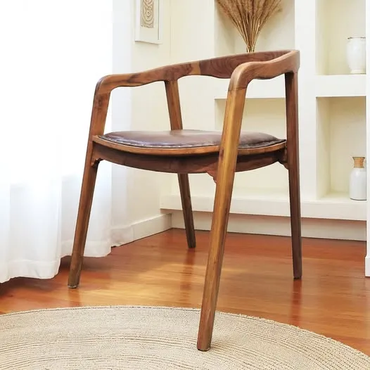 【 柚木 × 牛皮 × 黃銅】全柚木實木框架，一椅多用，空間焦點