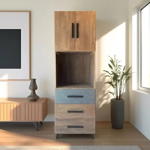 【 灰橡木色中空收納櫃】收納要夠強，顏值也不能輸，低調卻耐看，任何空間都能完美融合。