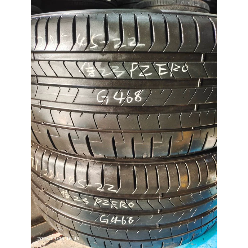 G468倍耐力PZERO 285-45-22兩條12000含裝 9成 深度6.65mm 23年