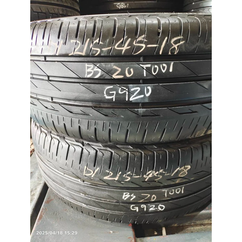 G920普利司通T001 215-45-18兩條4000含裝 深度6.57mm 20年