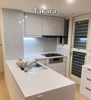 日本第一品牌Takara standard 琺瑯廚具 -Treasia全白款L字形廚房