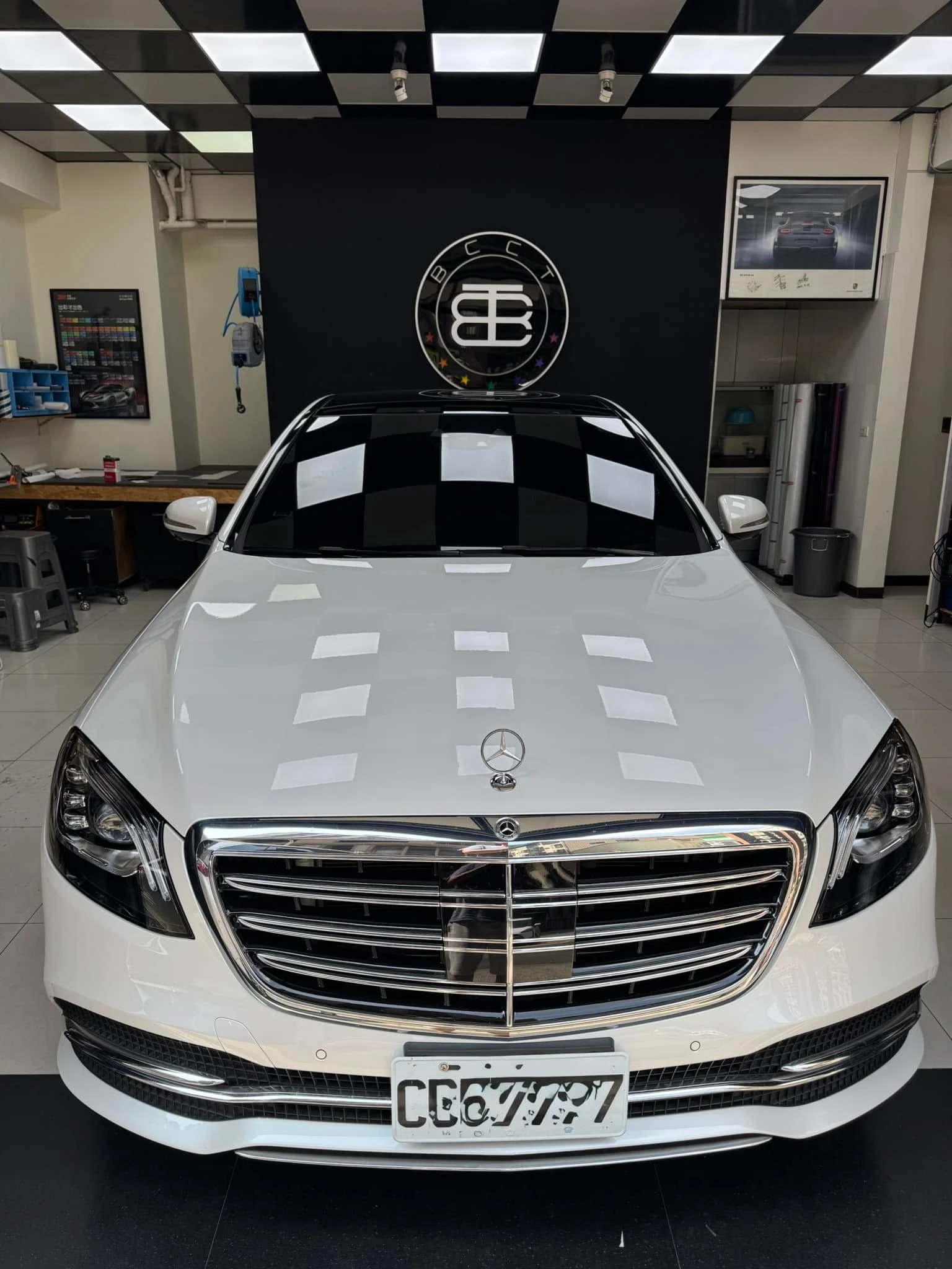 賓士 S450全車施工TPU材質珍珠白犀牛皮改色膜