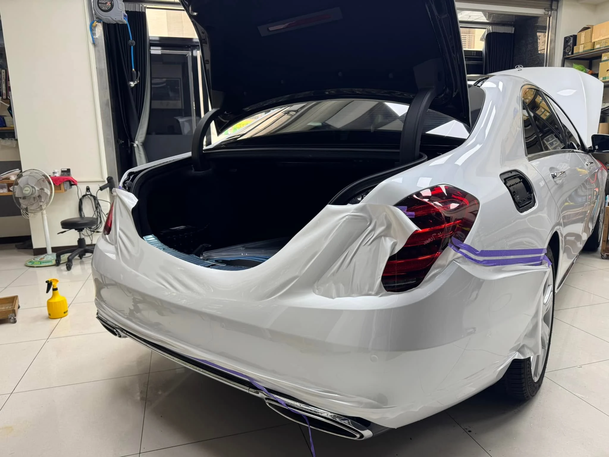 賓士 S450全車施工TPU材質珍珠白犀牛皮改色膜
