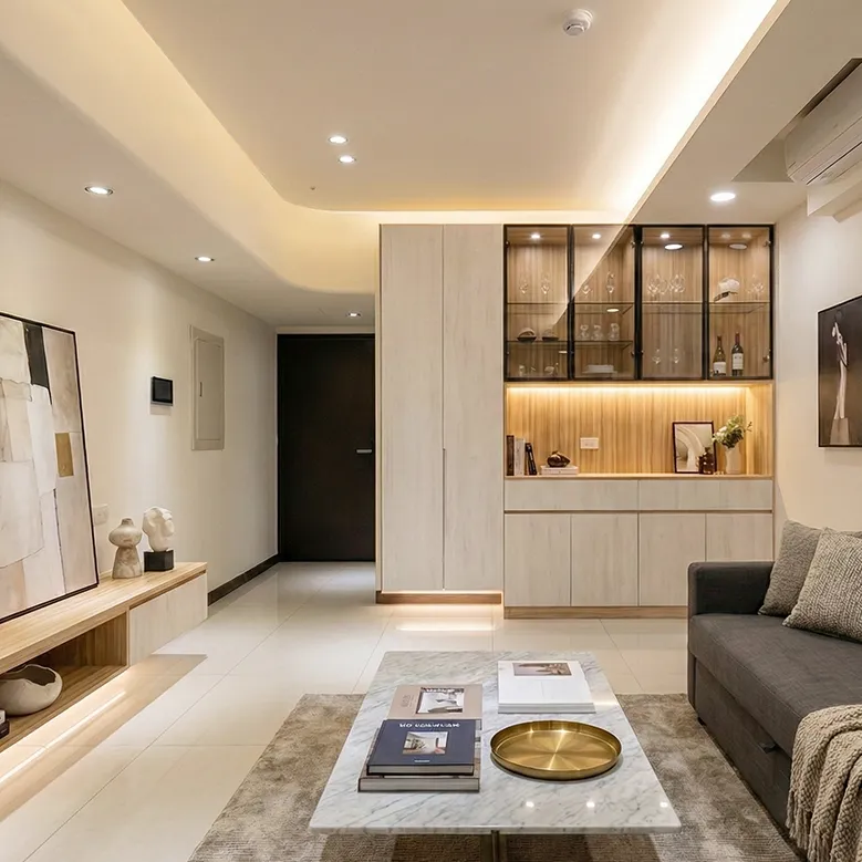 13 坪的從容優雅：玻璃隔間、弧形天花，放大現代溫潤生活宅