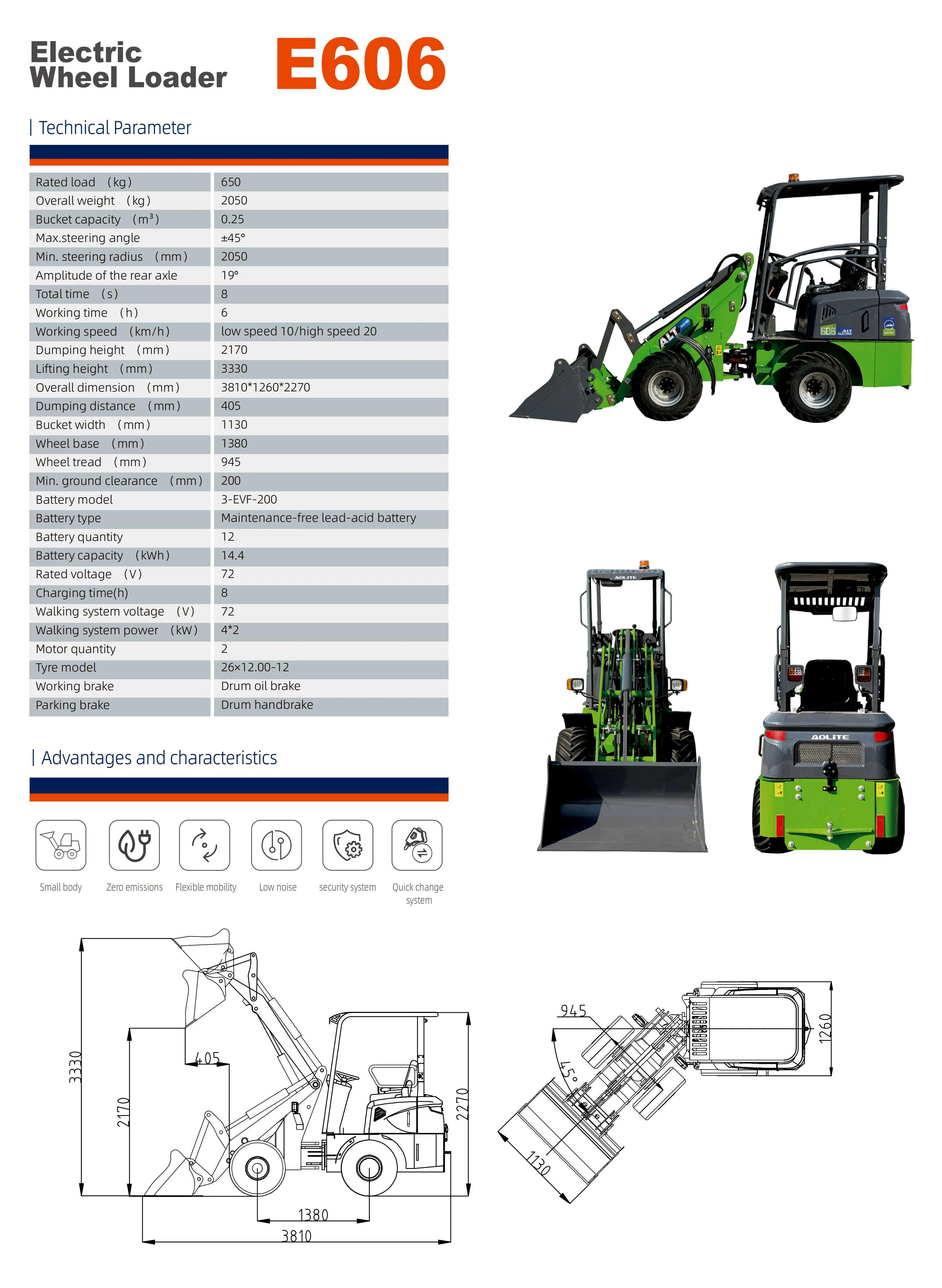 電動裝載機系列- E606 四輪驅動小型/ 660kg 