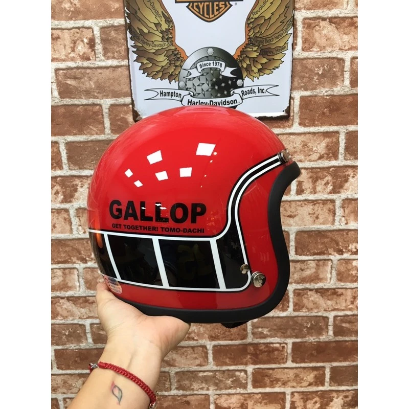 GALLOP 3/4 復古帽 馬赫 半罩帽 雙D扣 偉士 美式 手工車 紅色 台灣現貨