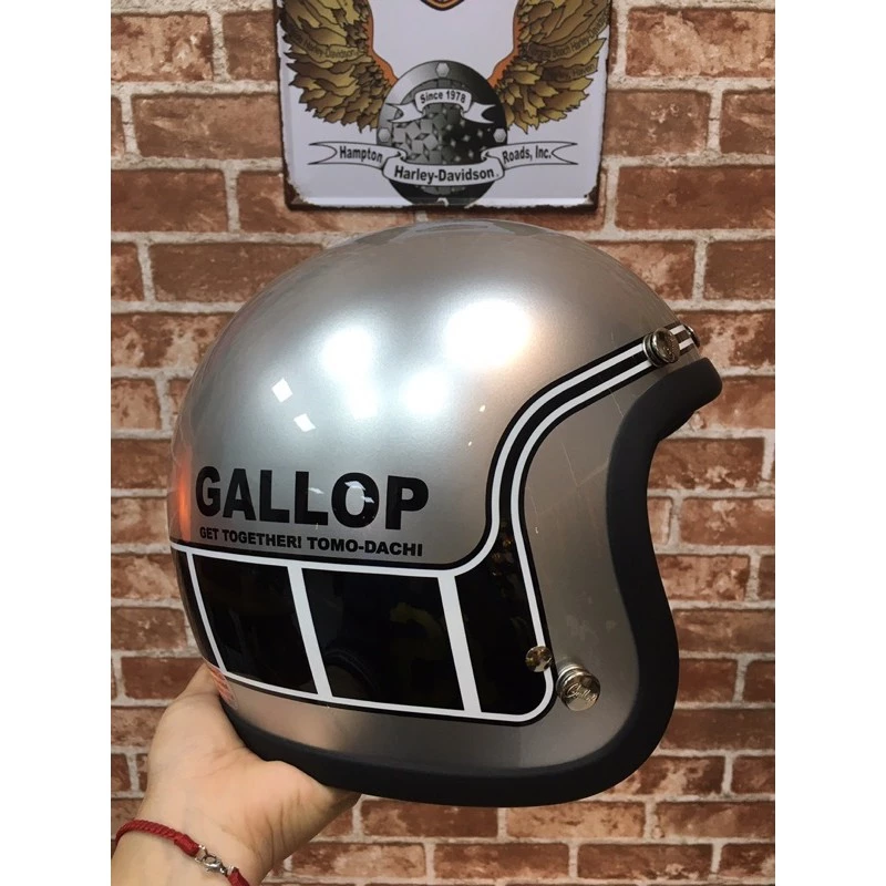 GALLOP 3/4 復古帽 馬赫 半罩帽 雙D扣 偉士 美式 手工車 銀色 台灣現貨