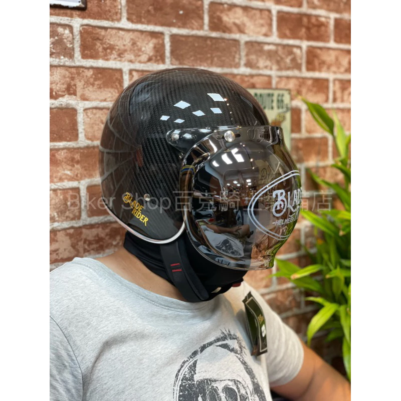 Blade Rider Viking復古碳纖維金線條設計款 復古帽 四分之三帽 騎士安全帽