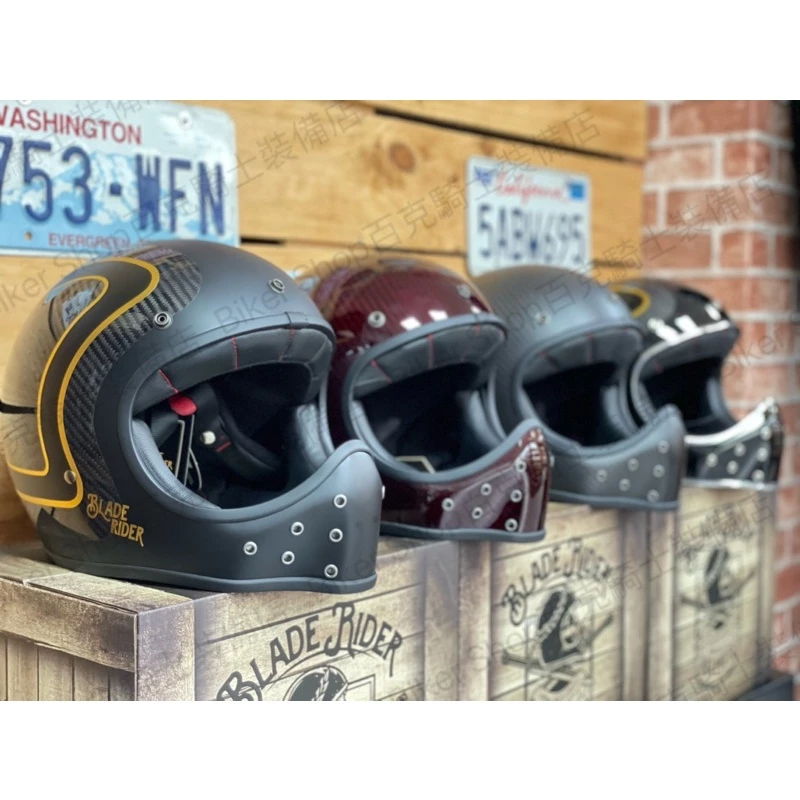 台灣BLADE RIDER 2.0 碳纖維復古帽 山車帽 越野 全罩 小帽體 輕量 內襯可拆