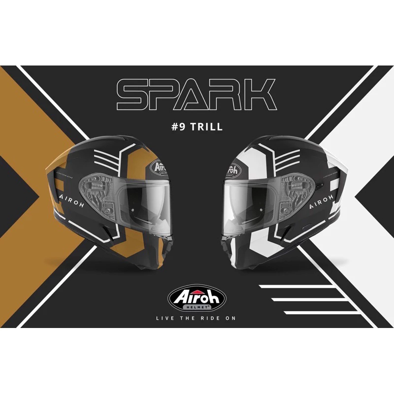 義大利AIROH SPARK 全罩安全帽 內墨鏡 公司貨 亞洲頭型 消光黑白 街車 跑車 通勤族