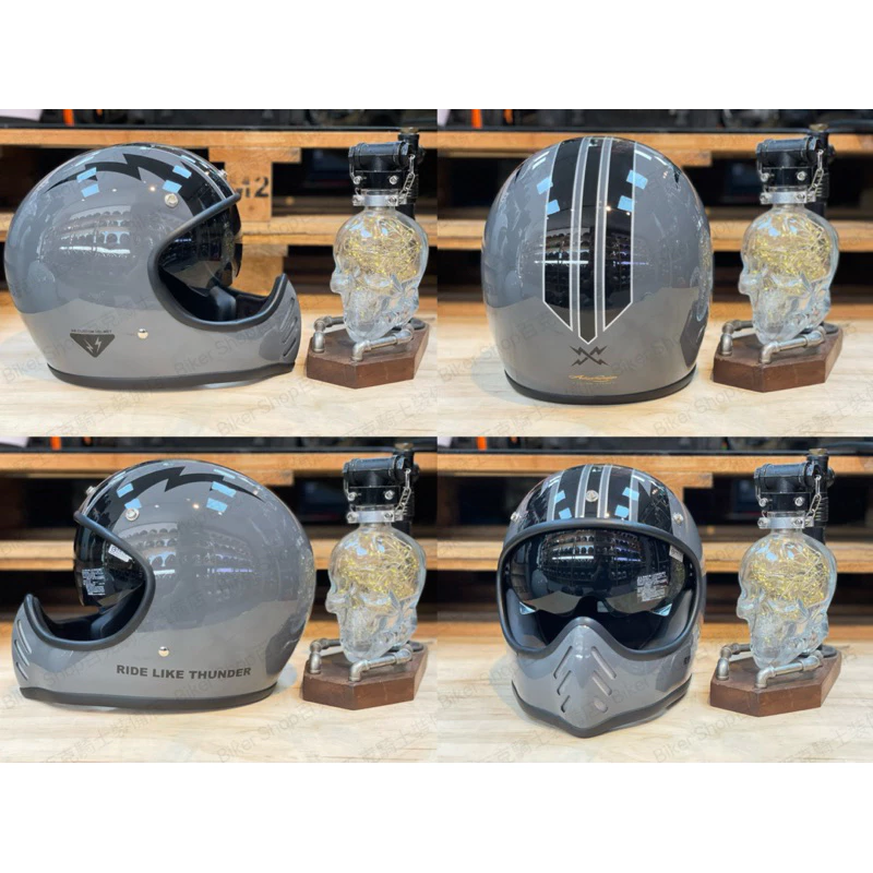 台灣Air Runner山車帽 復古帽 造型帽 美式 手工車 騎士安全帽 閃電 outlaw