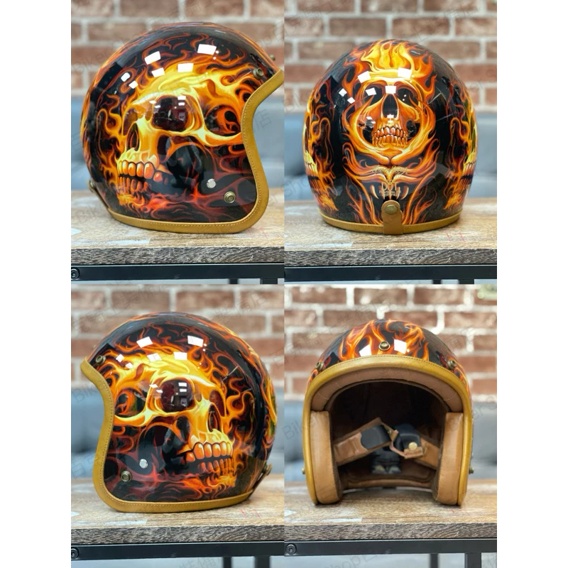庫存出清⛑️IRONKING HELMET手繪安全帽✨火骷髏✨