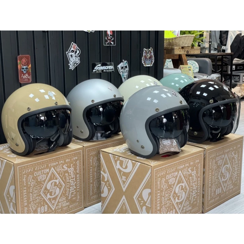 台灣Speed Shop 3/4半罩安全帽 內墨鏡 騎士安全帽 通勤帽 復古 美式 偉士 亮黑