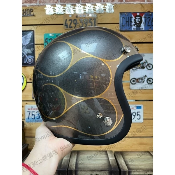 Gallop 月火 金箔火焰 3/4罩安全帽 騎士安全帽 通勤帽 美式 復古 Vespa