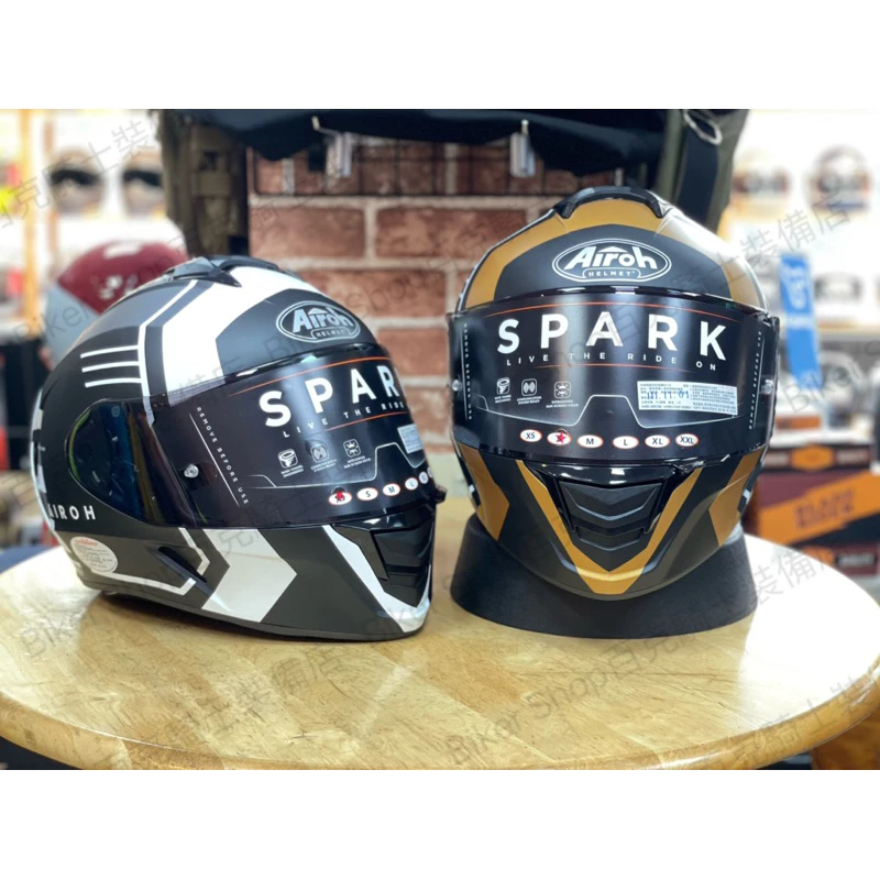 義大利AIROH SPARK 全罩安全帽 內墨鏡 公司貨 亞洲頭型 消光黑白 街車 跑車 通勤族