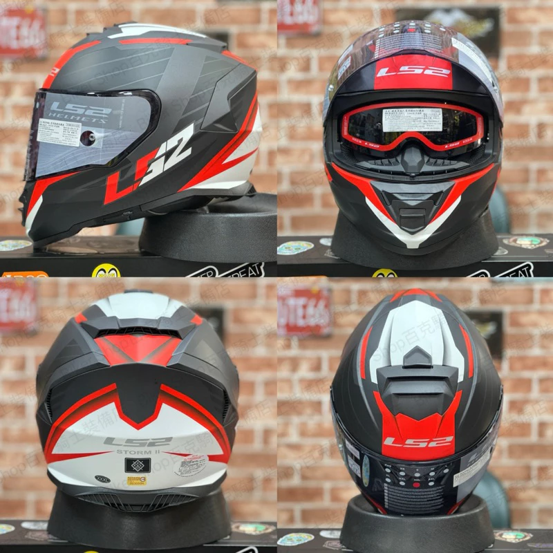 LS2 STORM-II NERVE全罩帽 彩繪帽 消光黑紅白 騎士帽 通勤帽 內墨片