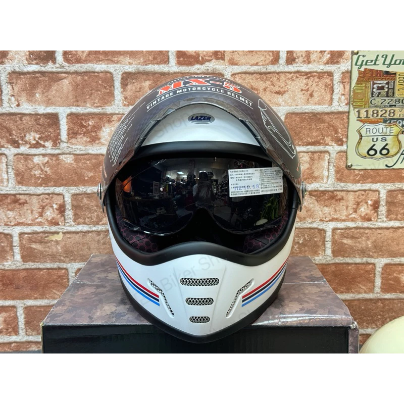 比利時百年大牌LAZER 復古造型全罩帽MX-5 內墨片內鏡片 山車帽 全罩帽 騎士安全帽 通勤