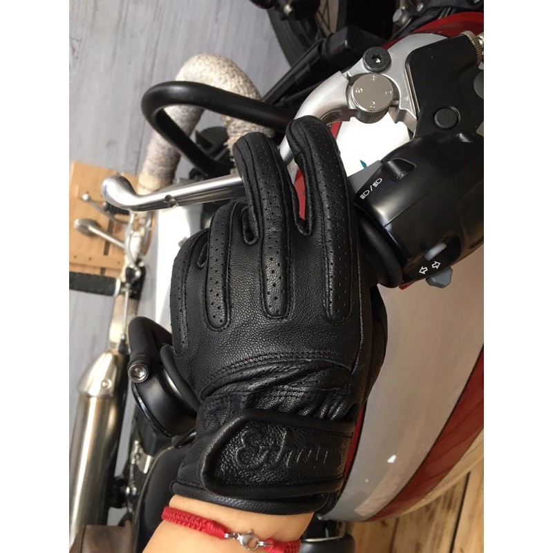 ETHANS尹森 復古羊皮手套 皮革手套 透氣手套 偉士 美式 復古 手工車 觸控 滑手機 黑