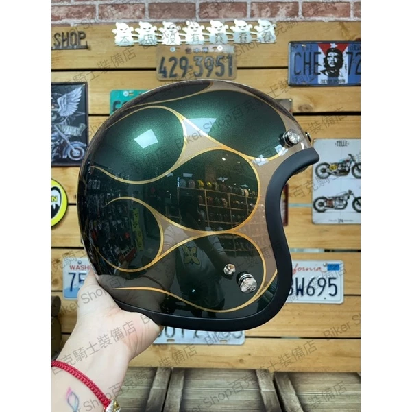 Gallop 月火 金箔火焰 3/4罩安全帽 騎士安全帽 通勤帽 美式 復古 Vespa