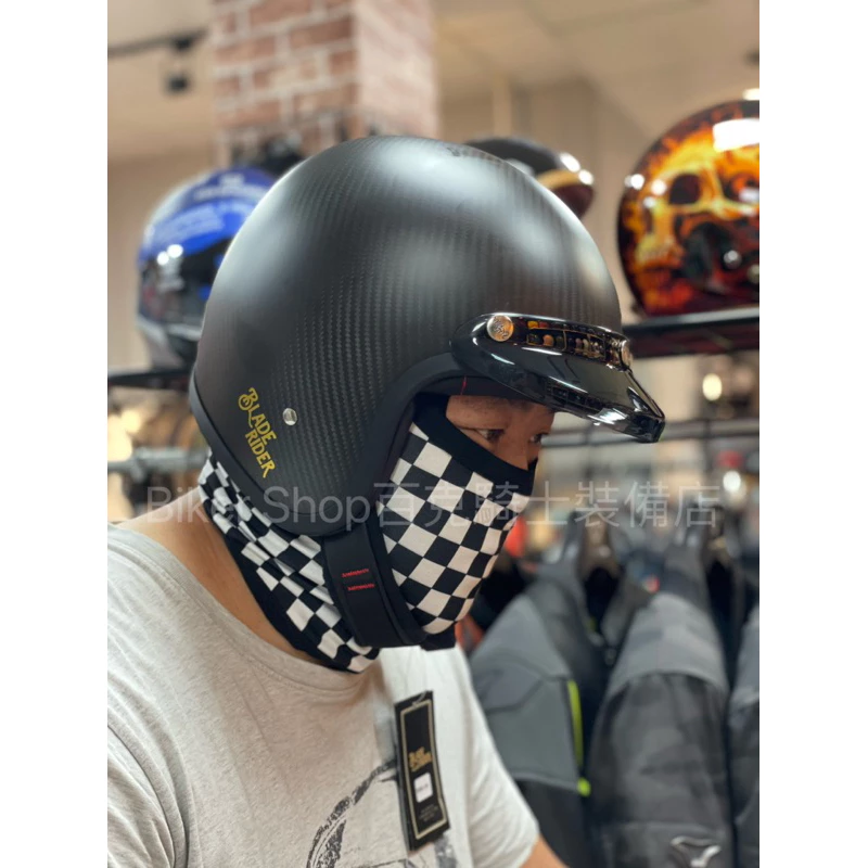 Blade Rider Viking復古碳纖維金線條設計款 復古帽 四分之三帽 騎士安全帽