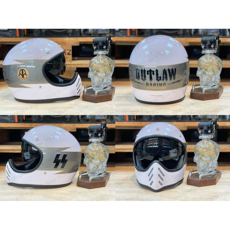 台灣Air Runner山車帽 復古帽 造型帽 美式 手工車 騎士安全帽 閃電 outlaw