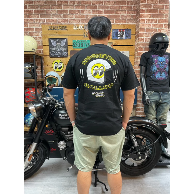 台灣Gallop 美國Mooneyes聯名系列T恤 短袖 純棉 月亮眼睛 白 黑