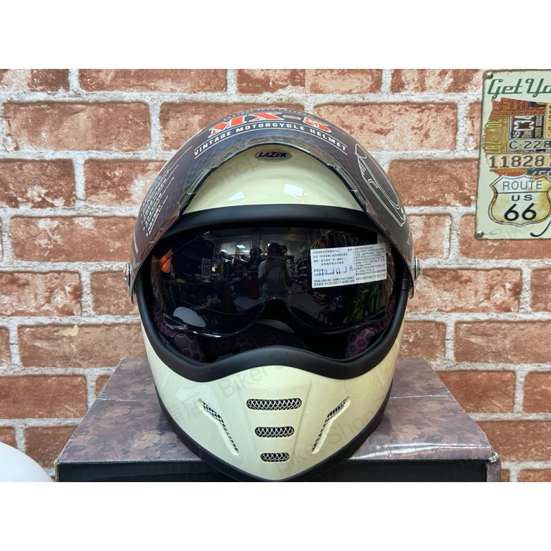 比利時百年大牌LAZER 復古造型全罩帽MX-5 內墨片內鏡片 山車帽 全罩帽 騎士安全帽 通勤
