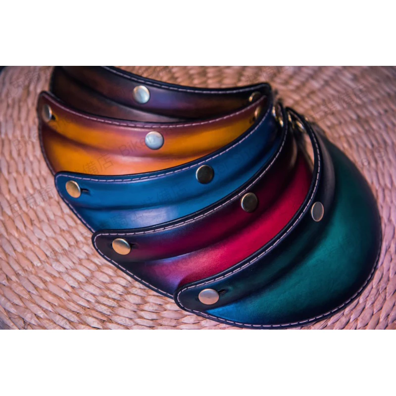 台灣Biker Shop✖️Hippie Art聯名復古皮革帽簷 義大利植鞣牛頭層皮 手工 漸層