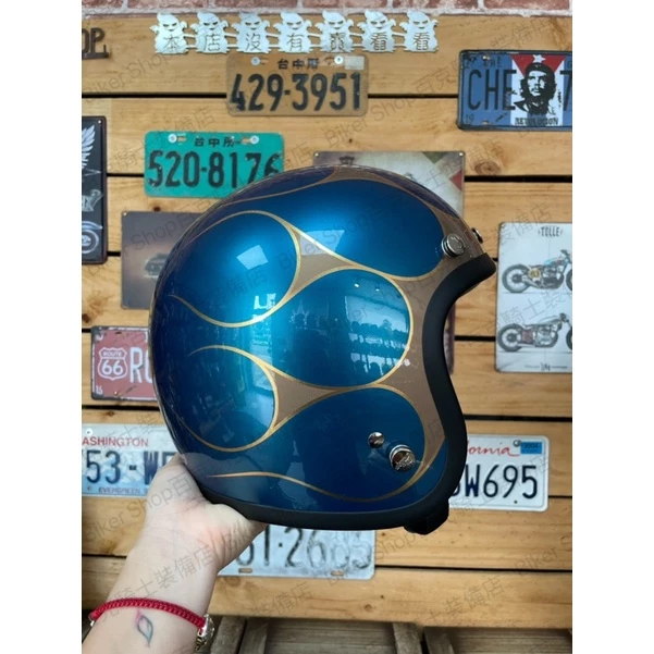 Gallop 月火 金箔火焰 3/4罩安全帽 騎士安全帽 通勤帽 美式 復古 Vespa