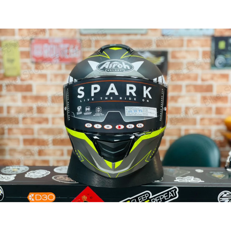 義大利AIROH SPARK 全罩安全帽 內墨鏡 公司貨 亞洲頭型 街車 跑車 通勤族 消光黑