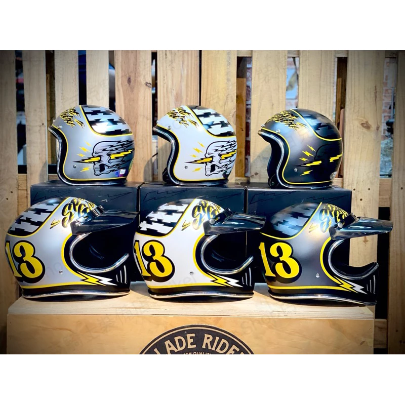 3-J.F.T.張大飛 閃電骷髏13號 清水知巳 SHAKIN’聯名款 山車帽 3/4罩復古帽