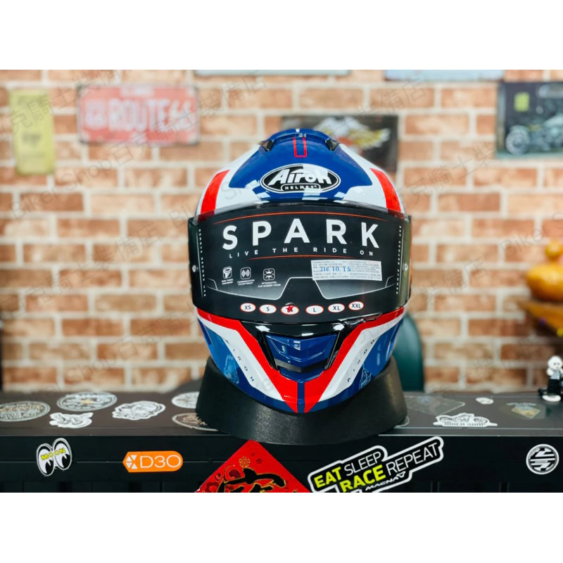 義大利AIROH SPARK 全罩安全帽 內墨鏡 公司貨 亞洲頭型 藍白紅 街車 跑車 通勤族
