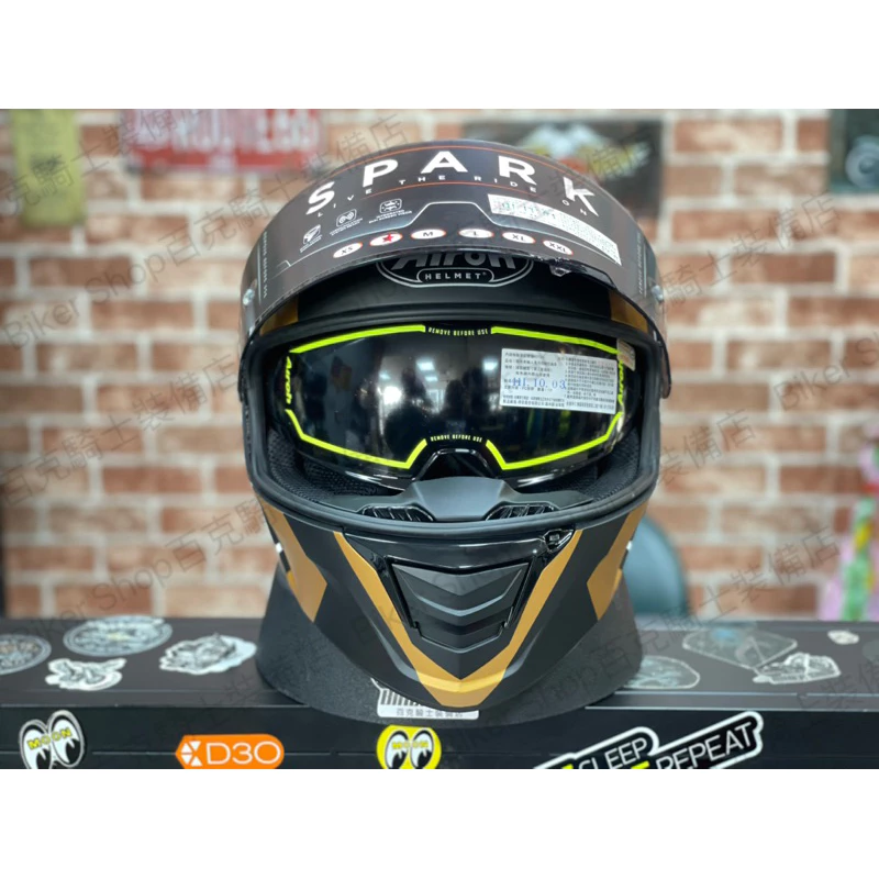 義大利AIROH SPARK 全罩安全帽 內墨鏡 公司貨 亞洲頭型 消光黑金 街車 跑車 通勤族