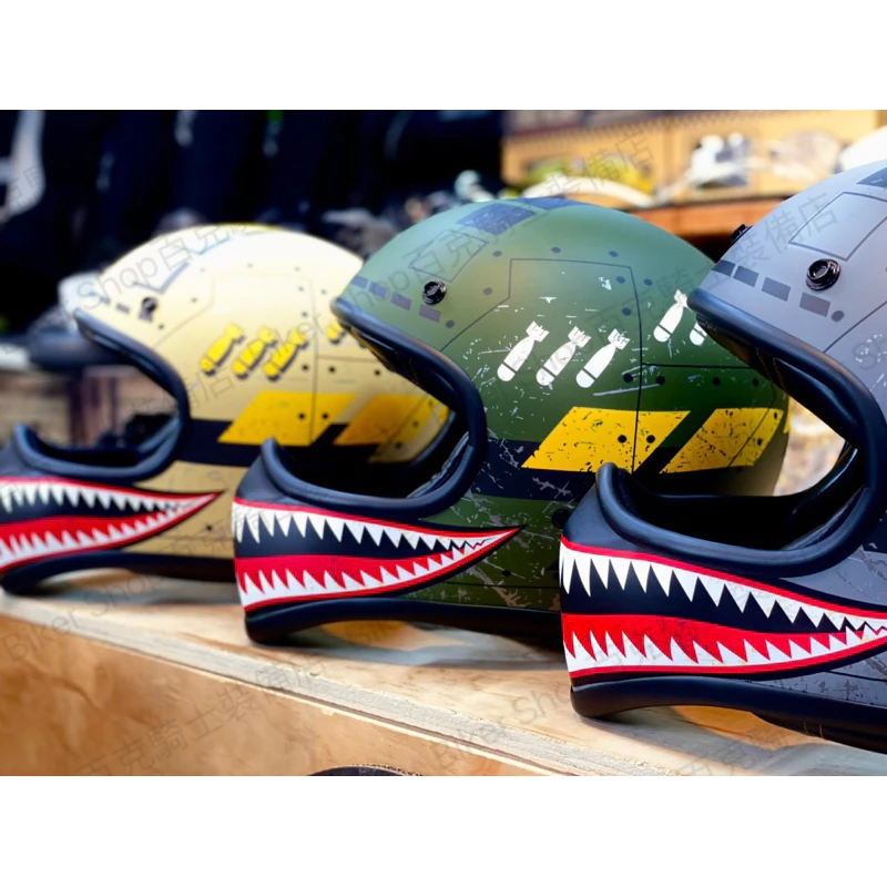 台灣Gallop M1王牌山車帽 飛虎彩繪 空軍 鯊魚 造型帽 復古 美式 騎士安全帽
