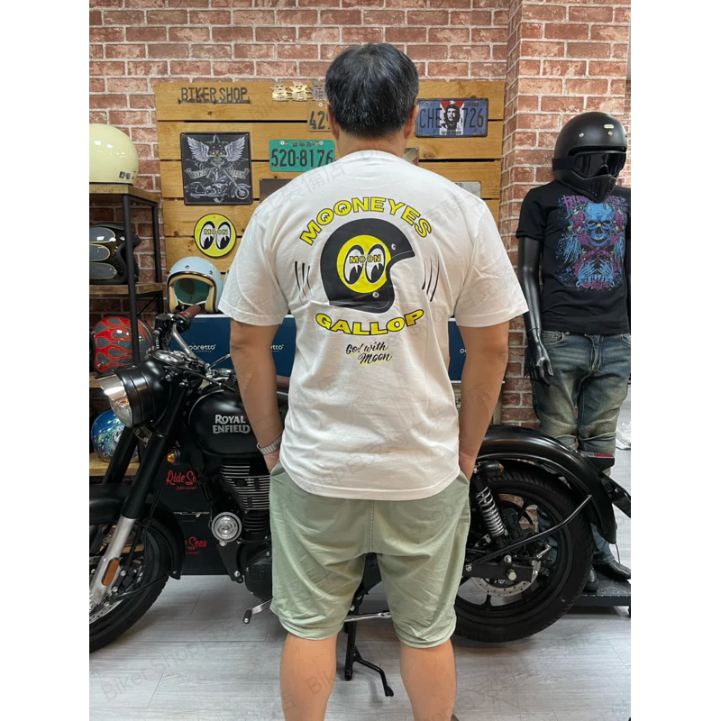 台灣Gallop 美國Mooneyes聯名系列T恤 短袖 純棉 月亮眼睛 白 黑