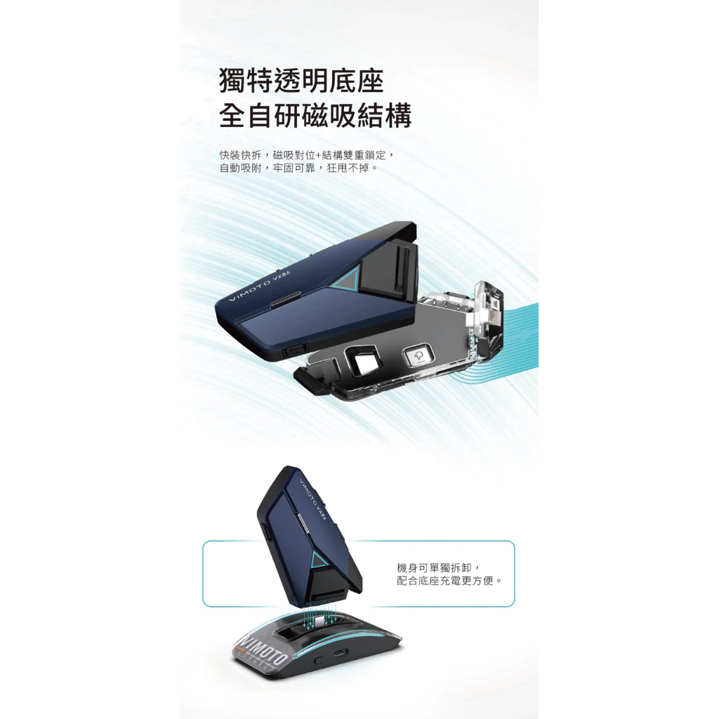 【Biker Shop】 VIMOTO 維邁通 VX86藍牙耳機 MESH網狀連線 多人對講 混音 JBL喇叭 磁吸底座