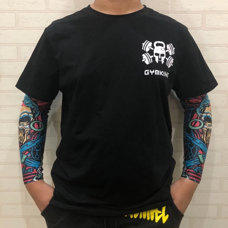 防曬涼感萊卡袖套 騎士袖套 防曬袖套 骷髏 羽毛