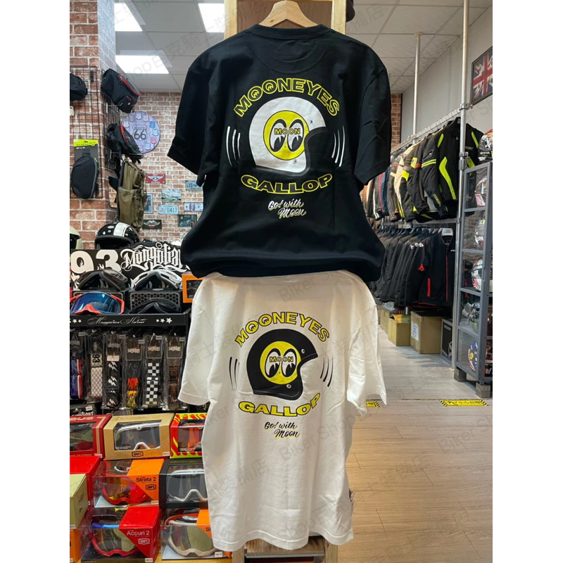 台灣Gallop 美國Mooneyes聯名系列T恤 短袖 純棉 月亮眼睛 白 黑