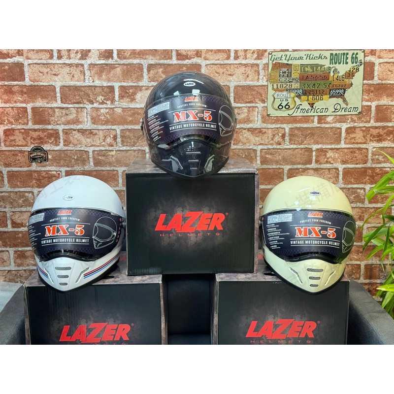 比利時百年大牌LAZER 復古造型全罩帽MX-5 內墨片內鏡片 山車帽 全罩帽 騎士安全帽 通勤