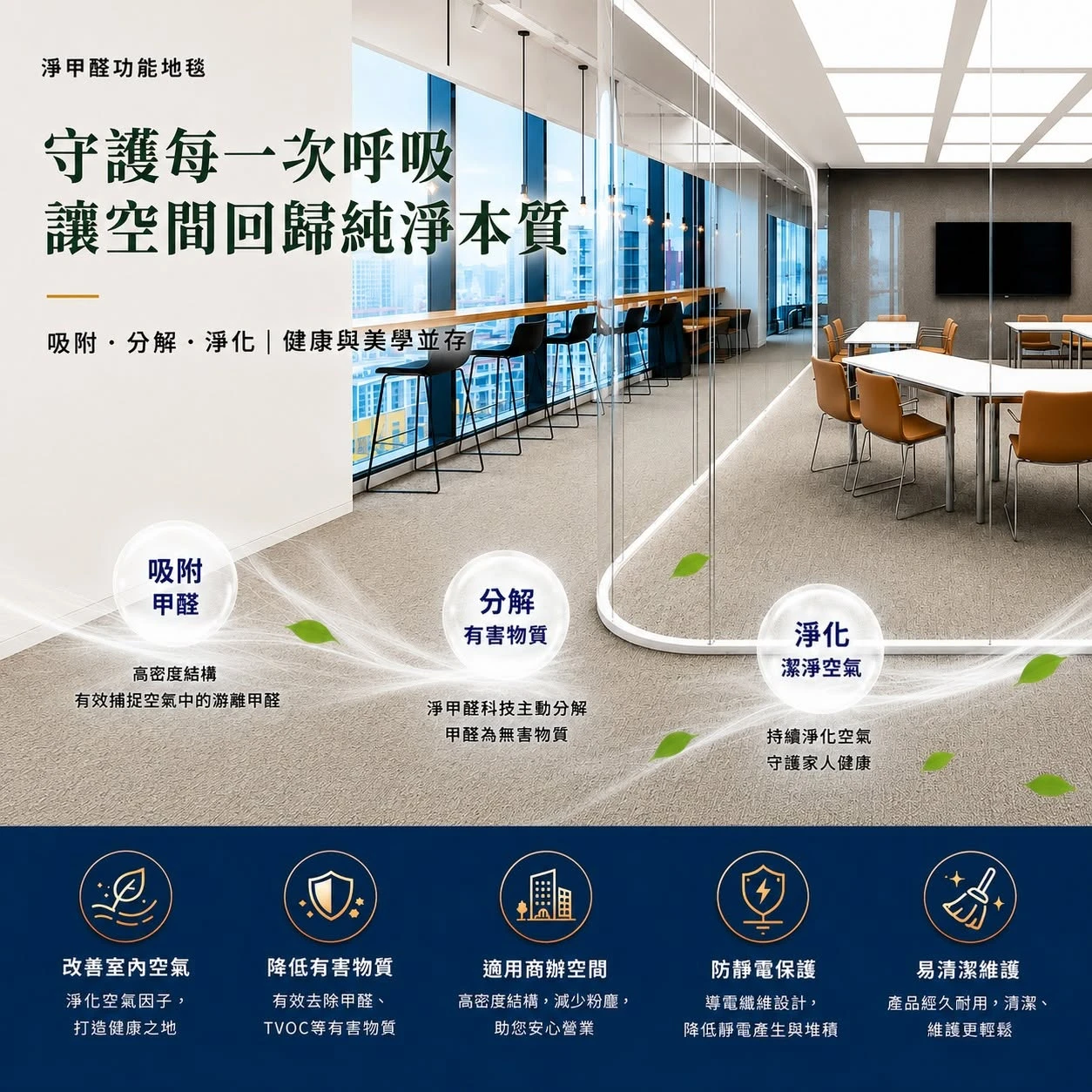 淨甲醛科技方塊地毯，改善室內空氣。 方塊地毯代理商/ 台北方塊地毯代理商