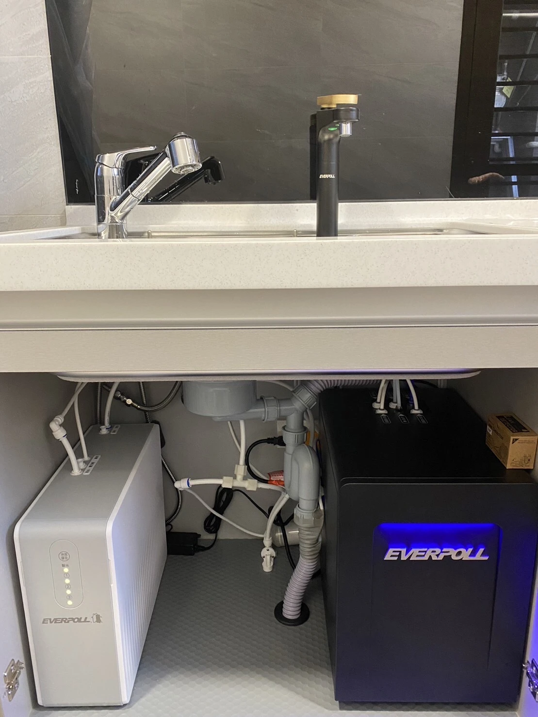 愛科EVERPOLL 廚下EVB-398三溫飲水機，全戶淨水FH-301